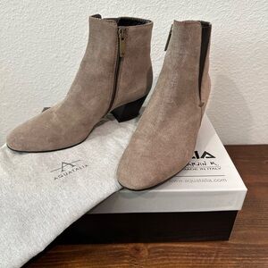 Weatherproof Aquatalia Women's Suede Taupe Ankle Booties Size 7.5 Medium